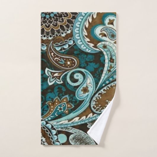 Turquoise Brown  Paisley New Bad Handdoek (Handdoek)
