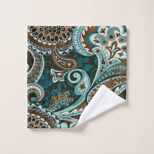 Turquoise Brown  Paisley New Bad Handdoek (Wasdoekje)