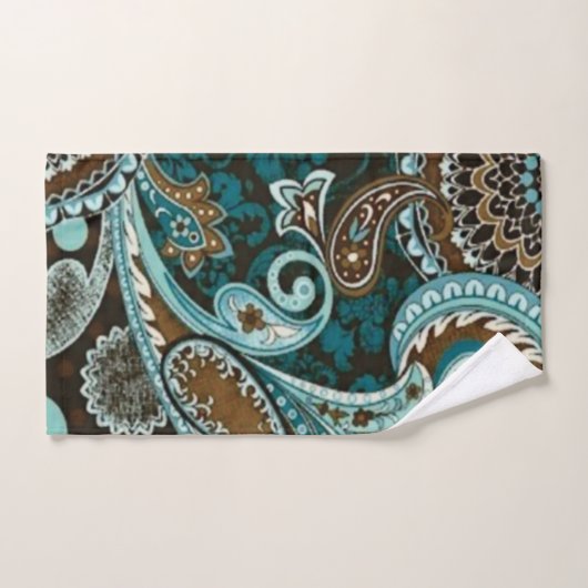 Turquoise Brown Paisley New Bad Handdoek (Handdoek)