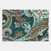 Turquoise Brown  Paisley New Inpakpapier Vel (Voorkant 3)