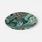 Turquoise Brown  Paisley Papieren Bordje (Gekanteld)