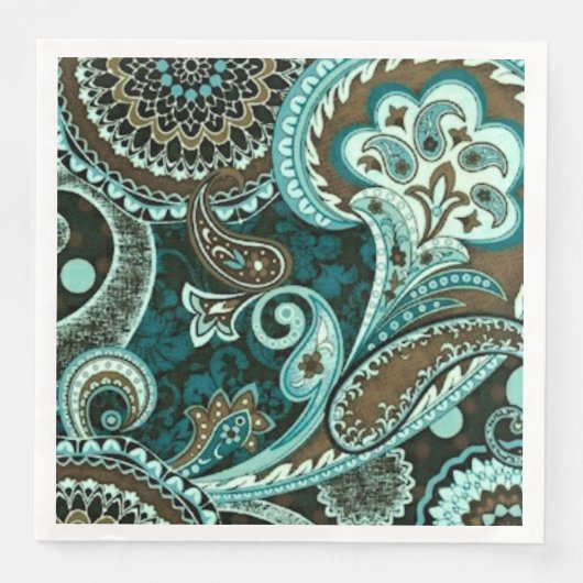 Turquoise Brown  Paisley Servet (Voorkant)