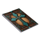Turquoise Brown Religious Western Country Cross Notitieboek (Rechterzijde)