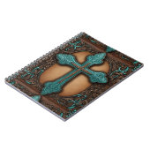 Turquoise Brown Religious Western Country Cross Notitieboek (Linkerzijde)