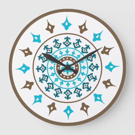 Turquoise Brown Wall klok (Voorkant)