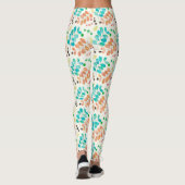 Turquoise & Brown Waterverf Leaf Pattern Leggings (Achterkant)