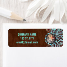 turquoise brown western land met gereedschap