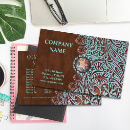 turquoise brown western land met gereedschap flyer