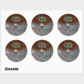 turquoise brown western land met gereedschap ronde sticker (Vel)