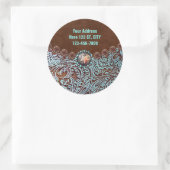 turquoise brown western land met gereedschap ronde sticker (Tas)
