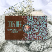 turquoise brown western land met gereedschap visitekaartje