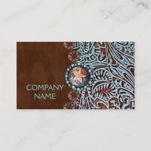 turquoise brown western land met gereedschap visitekaartje (Voorkant)