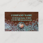turquoise brown western land met gereedschap visitekaartje (Achterkant)