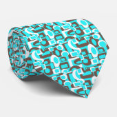 Turquoise, Brown & White Op Art Stropdas (Opgerold)