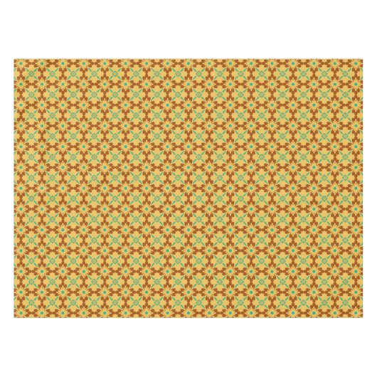 Turquoise Brown Yellow Spanish Tegel Pattern Tafelkleed (Voorkant (Horizontaal))