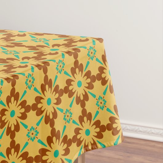 Turquoise Brown Yellow Spanish Tegel Pattern Tafelkleed (Voorbeeld)