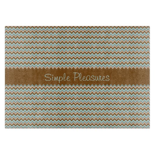 Turquoise Brown Zigzag Pattern Snijplank (Voorkant)