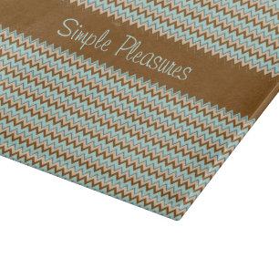 Turquoise Brown Zigzag Pattern Snijplank