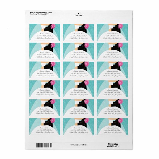 Turquoise bruid & bruidegom retour adreslabel etiket (Full Sheet)