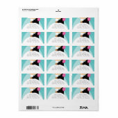Turquoise bruid & bruidegom retour adreslabel etiket (Full Sheet)