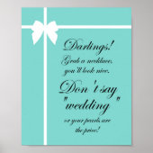 Turquoise Bruids Shower Spelbord Aqua Poster (Voorkant)