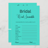 Turquoise bruids woord scramble spel kaart (Voorkant / Achterkant)