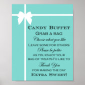 Turquoise Bruidsjurk Shower Game Sign Aqua Poster (Voorkant)