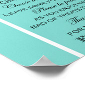 Turquoise Bruiloft Borrelspel Bord Aqua Poster (Hoek)
