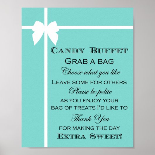 Turquoise Bruiloft Borrelspel Bord Aqua Poster (Voorkant)