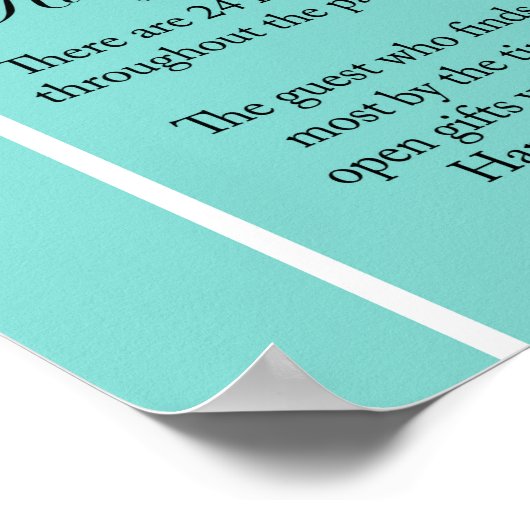 Turquoise Bruiloft Feestspel Bord Aqua Poster (Hoek)