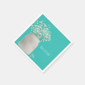Turquoise Bruiloft Mason Jar & Babys Breath Servetten (Hoek)