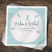 Turquoise bruiloft minimalistische strand zand dol servet