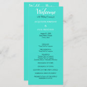 Turquoise bruiloft programma programmakaart (Voorkant / Achterkant)