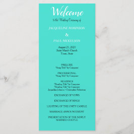 Turquoise bruiloft programma programmakaart