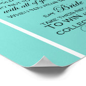 Turquoise Bruiloft Spel Bord Aqua Poster (Hoek)
