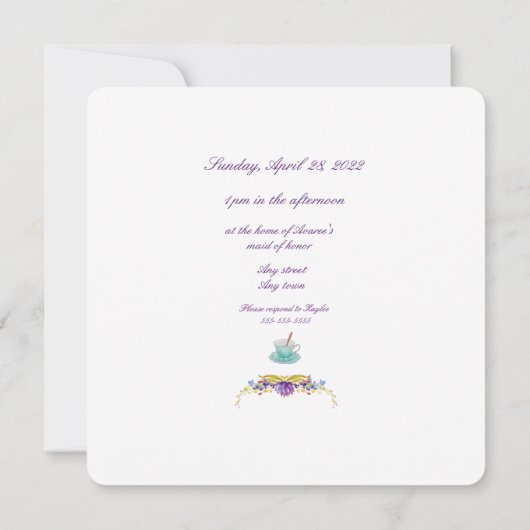 Turquoise Bruiloft Thee Party Shower Kaart (Achterkant)