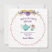 Turquoise Bruiloft Thee Party Shower Kaart (Voorkant)