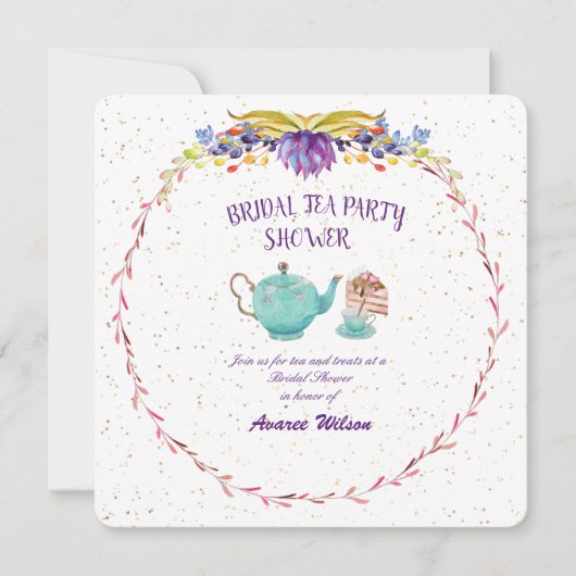 Turquoise Bruiloft Thee Party Shower Kaart (Voorkant)