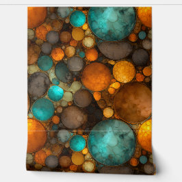 Turquoise Bruin Abstract Fractaal Patroon Behang