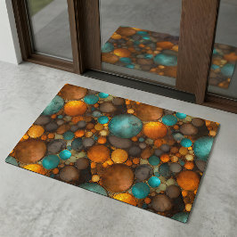 Turquoise Bruin Abstract Fractaal Patroon Deurmat