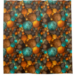 Turquoise Bruin Abstract Fractaal Patroon Douchegordijn