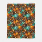 Turquoise Bruin Abstract Fractaal Patroon Fleece Deken (Voorkant)
