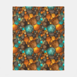 Turquoise Bruin Abstract Fractaal Patroon Fleece Deken