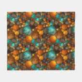 Turquoise Bruin Abstract Fractaal Patroon Fleece Deken (Voorkant (Horizontaal))
