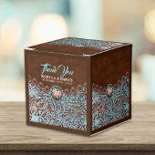 turquoise bruin cowboy land western bruiloft bedankdoosjes