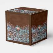 turquoise bruin cowboy land western bruiloft bedankdoosjes (Achterkant)