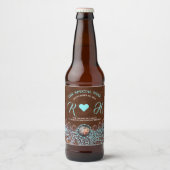 turquoise bruin cowboy land western bruiloft bier etiket (Voorkant)