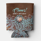 turquoise bruin cowboy land western bruiloft blikjeskoeler (Voorkant)