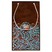 turquoise bruin cowboy land western bruiloft klein cadeauzakje (Achterkant)