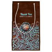 turquoise bruin cowboy land western bruiloft klein cadeauzakje (Voorkant)